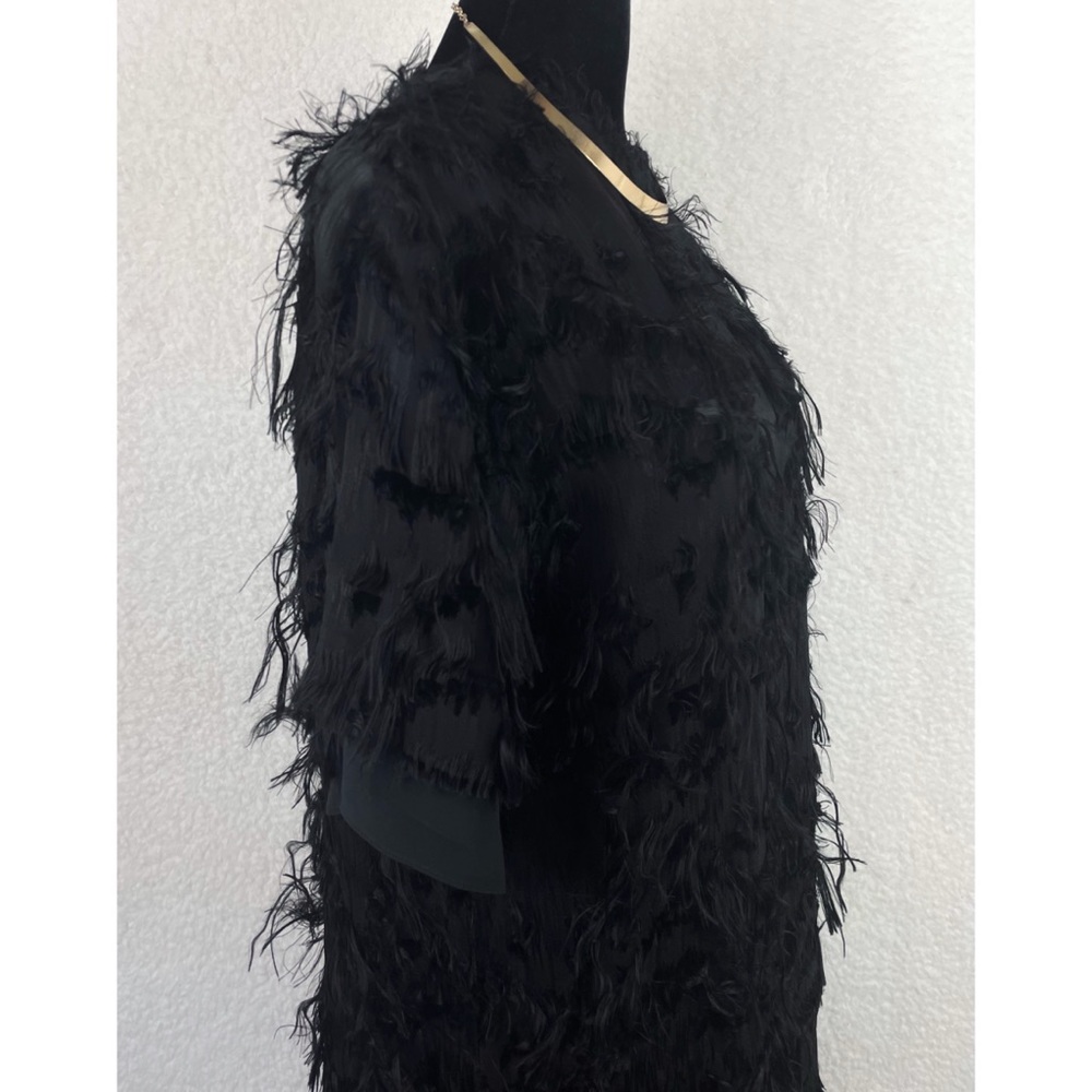 CARVEN • Black Faux Fur Mini Shift Dress, 6 - Picture 7 of 15